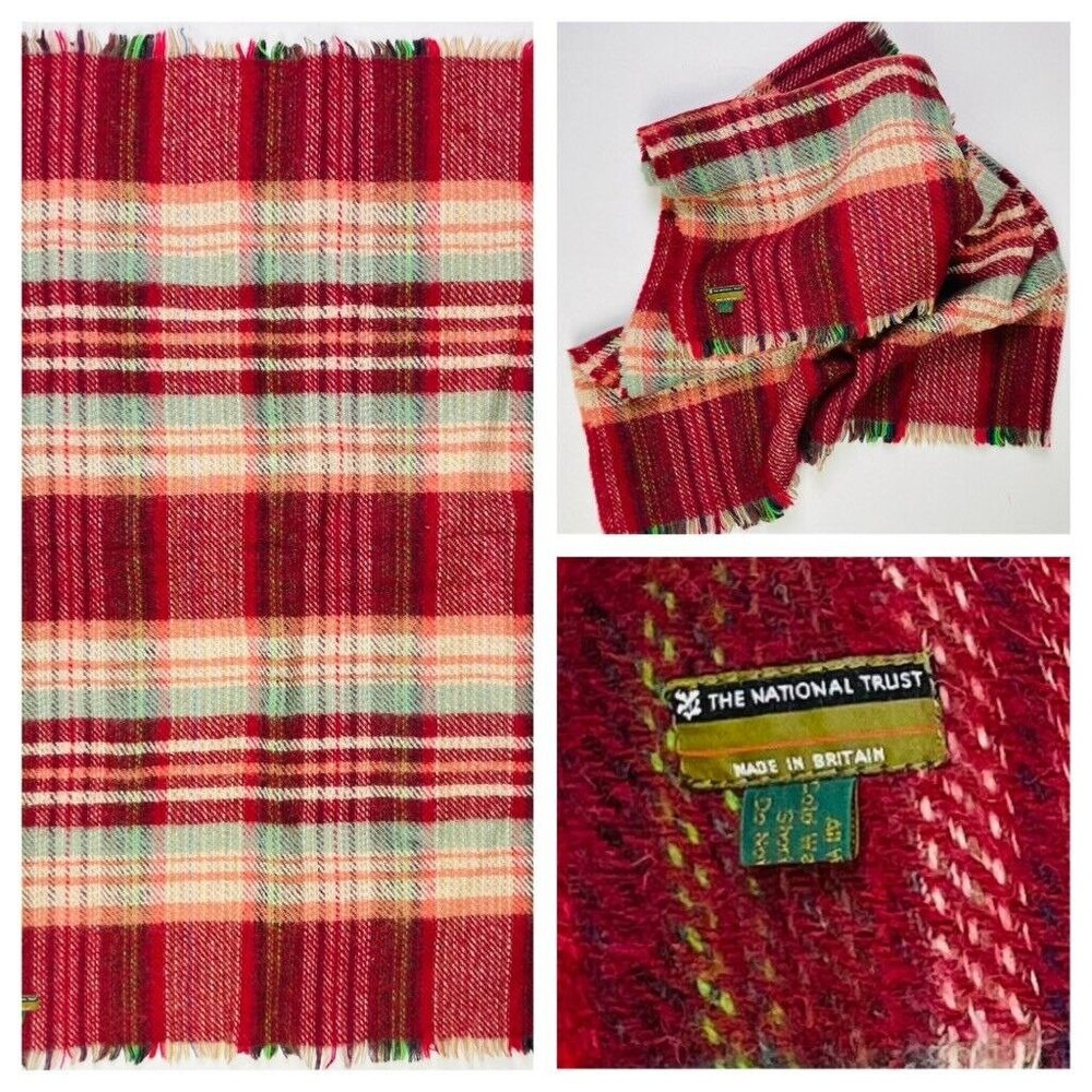 National Trust United Kingdom 100% Wool Blanket‎ Lap Throw 46" x 60" RAINBOW